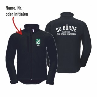 SG Brde Basic Softshelljacke Unisex schwarz 4XL inkl. Name oder Initialen oder Nr.