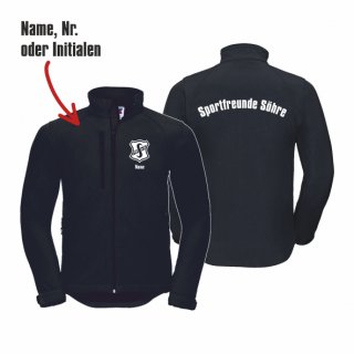 Sportfreunde Shre Basic Softshelljacke Unisex schwarz 4XL inkl. Name oder Initialen oder Nr.