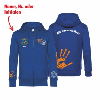 HSG Hannover-West Basic Hoodie-Jacke Unisex royal/orange 4XL inkl. Name