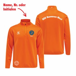 HSG Hannover-West hmlCORE XK Poly Half Zip Sweat Lady orange tiger 2XL inkl. Name
