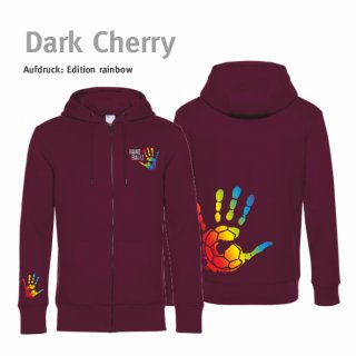 Hoodiejacke Handball!-Collection Unisex dark cherry M rainbow