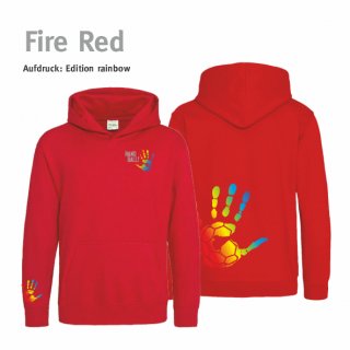 Hoodie Handball!-Collection Kids fire red 9/11 Jahre (ca. 134/146) rainbow
