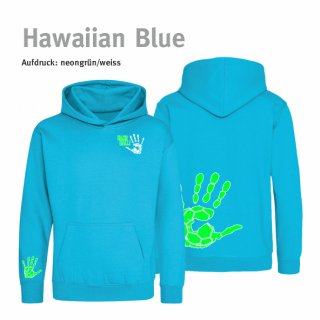Hoodie Handball!-Collection Kids hawaiian blue 9/11 Jahre (ca. 134/146) neongrn/weiss
