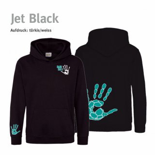 Hoodie Handball!-Collection Kids jet black 9/11 Jahre (ca. 134/146) trkis/weiss