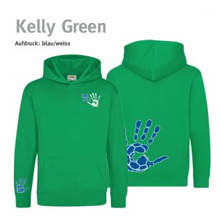 Hoodie Handball!-Collection Kids kelly green 7/8 Jahre (ca. 122/128) blau/weiss
