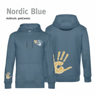 Hoodie Handball!-Collection Unisex nordic blue L gold/weiss