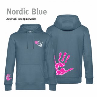 Hoodie Handball!-Collection Unisex nordic blue XL neonpink/weiss