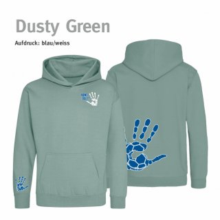 Hoodie Handball!-Collection Kids dusty green 7/8 Jahre (ca. 122/128) blau/weiss