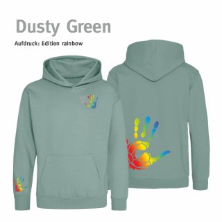 Hoodie Handball!-Collection Kids dusty green 9/11 Jahre (ca. 134/146) rainbow