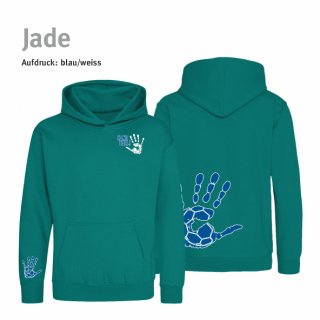 Hoodie Handball!-Collection Kids jade 7/8 Jahre (ca. 122/128) blau/weiss