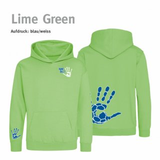 Hoodie Handball!-Collection Kids lime green 7/8 Jahre (ca. 122/128) blau/weiss