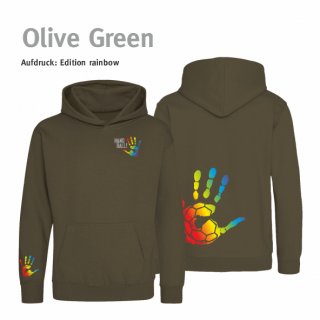 Hoodie Handball!-Collection Kids olive green 9/11 Jahre (ca. 134/146) rainbow