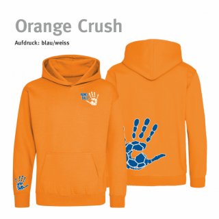 Hoodie Handball!-Collection Kids orange crush 7/8 Jahre (ca. 122/128) blau/weiss