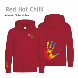 Hoodie Handball!-Collection Kids red hot chilli 12/13 Jahre (ca. 152/164) rainbow