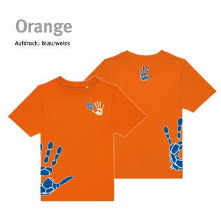 T-Shirt Handball!-Collection Kids orange 122/128 blau/weiss