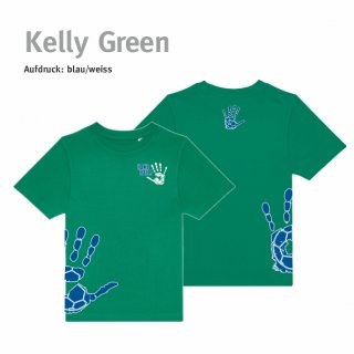 T-Shirt Handball!-Collection Kids kelly green 122/128 blau/weiss