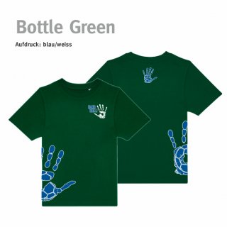 T-Shirt Handball!-Collection Kids bottle green 122/128 blau/weiss