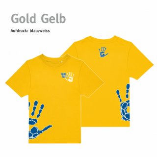 T-Shirt Handball!-Collection Kids gold gelb 122/128 blau/weiss