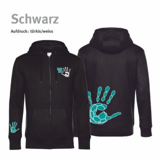 Hoodiejacke Handball!-Collection Unisex schwarz L trkis/weiss