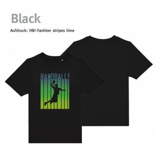 Handball!-Fashion stripes T-Shirt  Kids black 12/13 Jahre (ca. 152/158) lime
