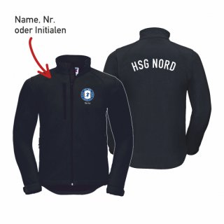 HSG Nord Basic Softshelljacke Unisex black 4XL inkl. Name oder Initialen oder Nr.