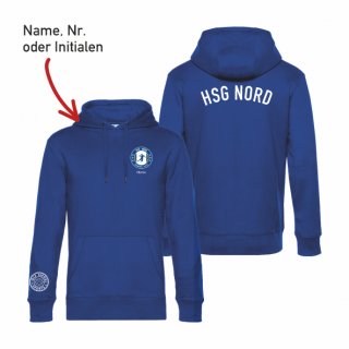 HSG Nord Basic Hoodie Unisex royal blau 4XL inkl. Name, Initialen oder Nr.