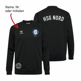 HSG Nord HMLGO 2.0 Cotton Sweatshirt Unisex black 3XL inkl. Name und Initialen oder Nr.