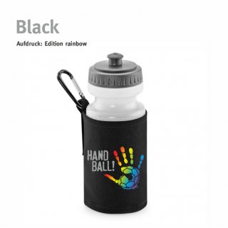 Trinkflasche mit Halter Handball!-Collection black rainbow
