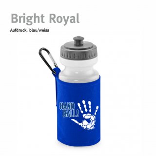 Trinkflasche mit Halter Handball!-Collection bright royal blau/weiss