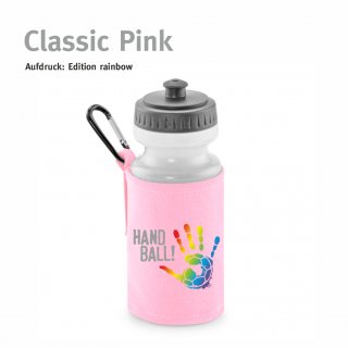 Trinkflasche mit Halter Handball!-Collection classic pink rainbow