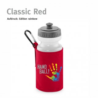 Trinkflasche mit Halter Handball!-Collection classic red rainbow