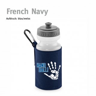 Trinkflasche mit Halter Handball!-Collection french navy blau/weiss