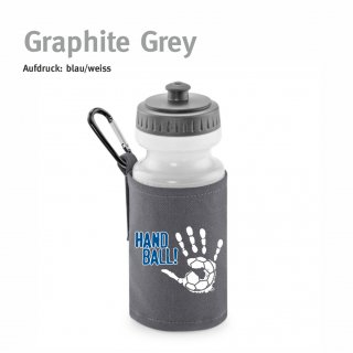 Trinkflasche mit Halter Handball!-Collection graphite grey blau/weiss