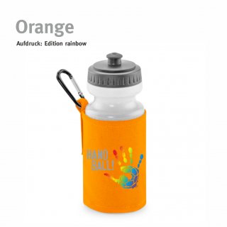 Trinkflasche mit Halter Handball!-Collection orange rainbow