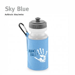 Trinkflasche mit Halter Handball!-Collection sky blue blau/weiss