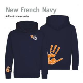 Hoodie Handball!-Collection Minis new french navy 5/6 Jahre (ca. 110/116) orange/weiss