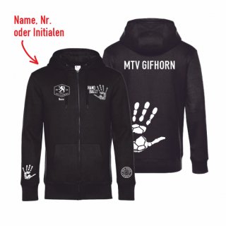 MTV Gifhorn Basic Hoodie-Jacke Kids jet black/wei 12/13 (152/158) inkl. Name oder Initialen oder Nr.