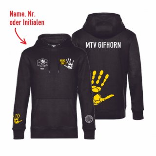 MTV Gifhorn Basic Hoodie Kids jet black/gelb 12/13 (152/158) inkl. Name oder Initialen oder Nr.