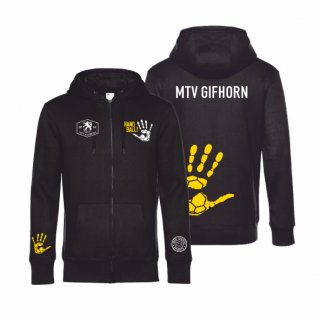 MTV Gifhorn Basic Hoodie-Jacke Minis jet black/gelb 3/4 (98/104) ohne Zusatzaufdruck