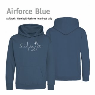 Handball!-Fashion heartbeat lady Hoodie Kids 7/8 Jahre (ca. 122/128) Airforce Blue