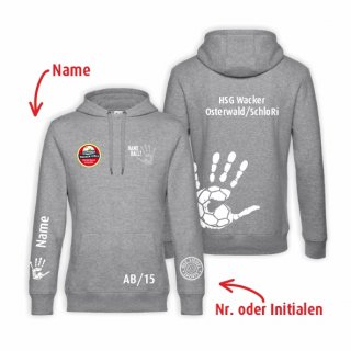 HSG WOS HB Hoodie Lady heather grey/wei 2XL inkl. Initialen oder Nr. oder Name