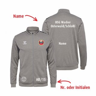 HSG WOS HMLAuthentic PL Zip Jacket Unisex grey melange L inkl. Initialen oder Nr. oder Name