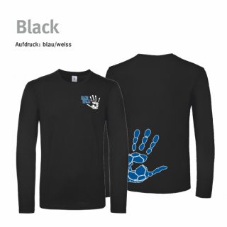 Longsleeve Shirt Handball!-Collection Unisex black S blau/weiss