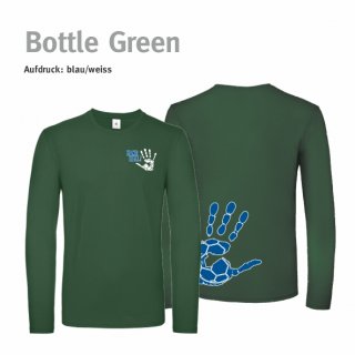 Longsleeve Shirt Handball!-Collection Unisex bottle green S blau/weiss