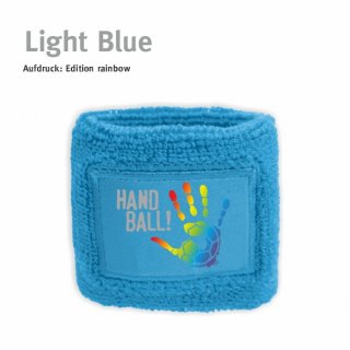 Schweiarmband Handball!-Collection light blue rainbow