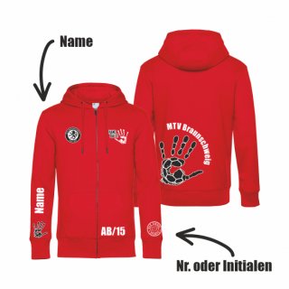 MTV BS Basic Hoodie-Jacke Unisex rot XL inkl. Initialen oder Nr. oder Name