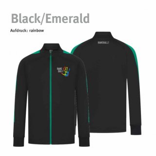 Trainingsjacke Handball!-Collection Unisex black/emerald 5XL rainbow