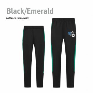 Trainingshose Handball!-Collection Unisex black/emerald XXS blau/weiss