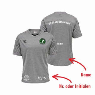 SG Sickte/Schandelah hml CORE XK Poly Jersey S/S Kids grey melange 128 inkl. Initialen oder Nr. oder Name