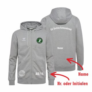 SG Sickte/Schandelah HMLGO 2.0 Cotton Zip Hoodie Kids grey melange 128 inkl. Initialen oder Nr. oder Name